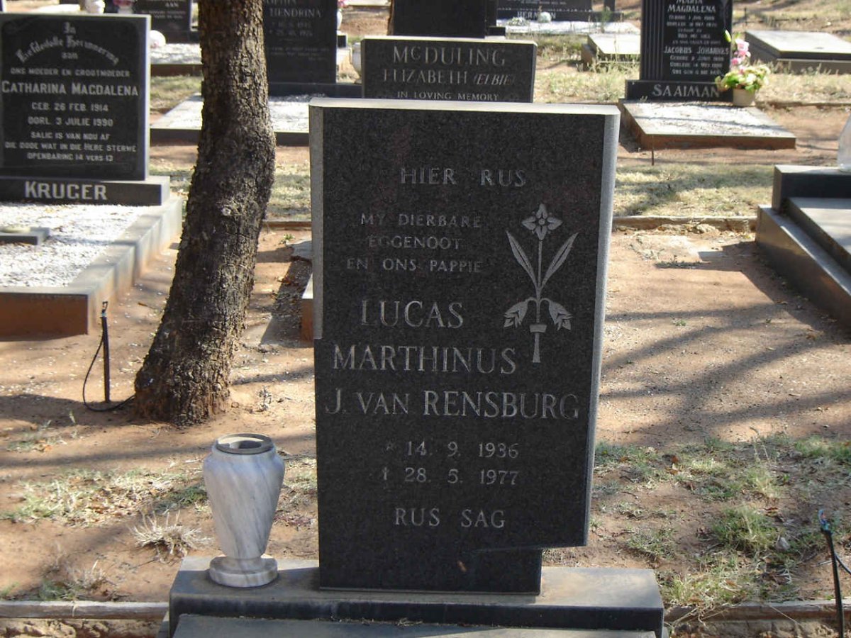 RENSBURG Lucas Marthinus, J. van 1936-1977