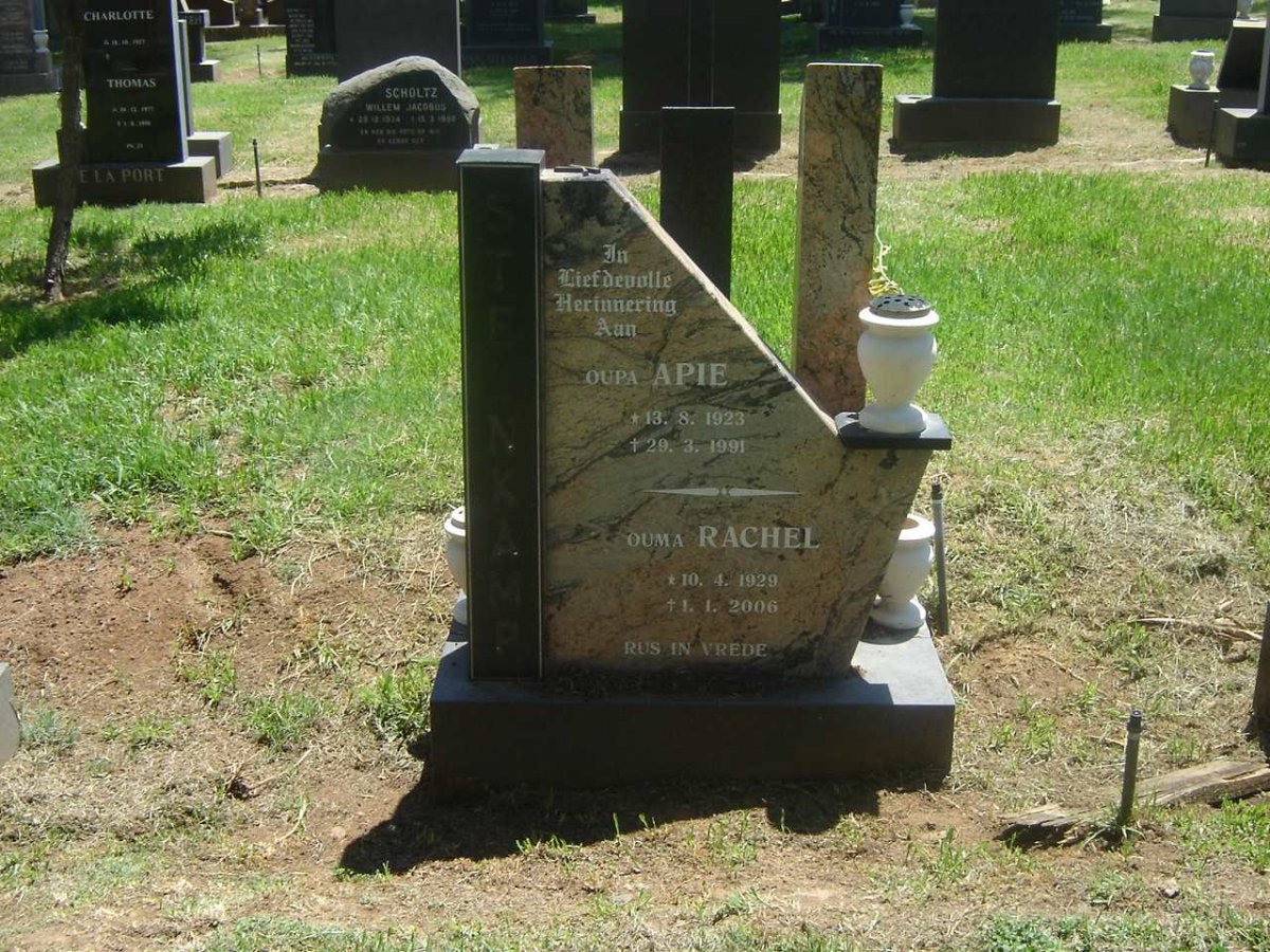 STEENKAMP Apie 1923-1991 &amp; Rachel 1929-2006