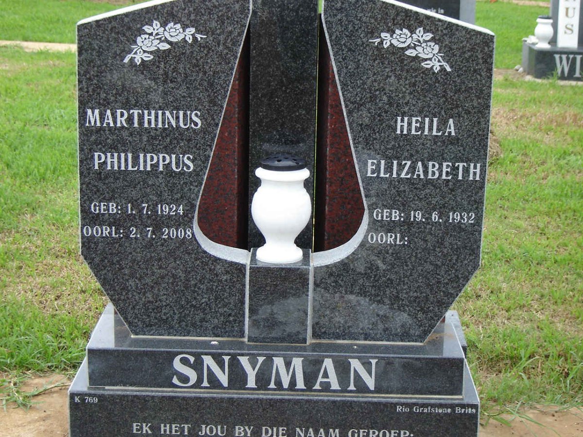SNYMAN Marthinus Philippus 1924-2008 &amp; Heila Elizabeth 1932-