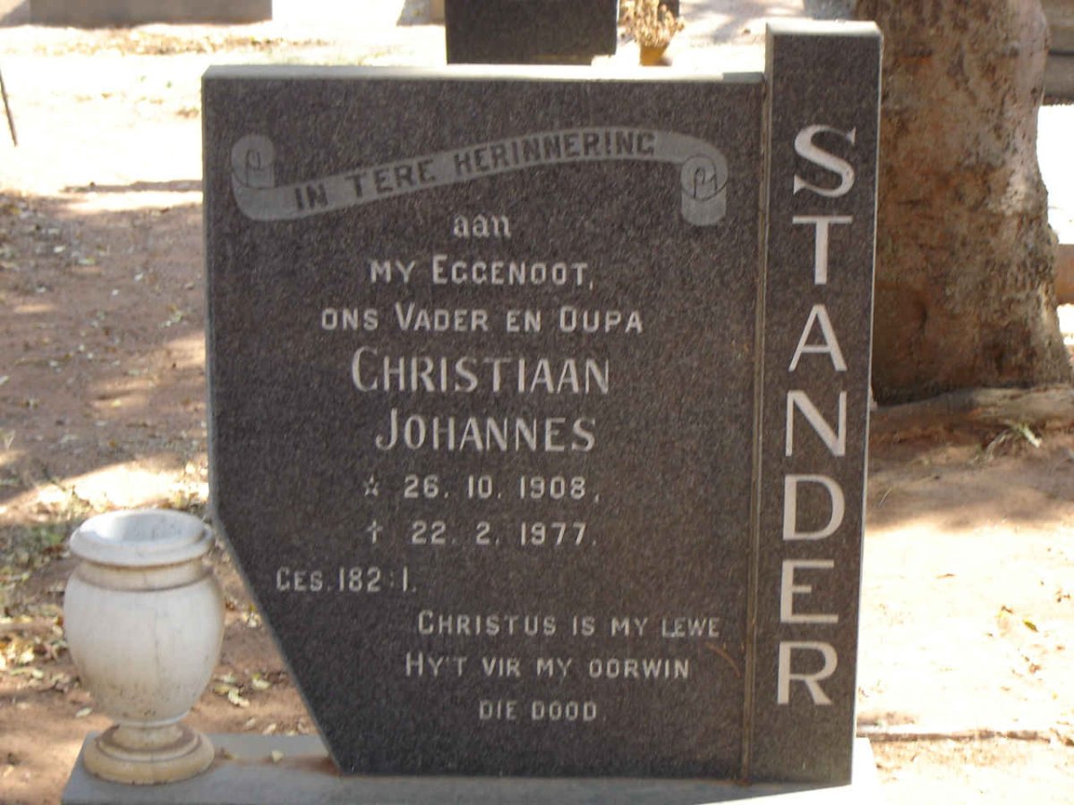STANDER Christiaan Johannes 1908-1977