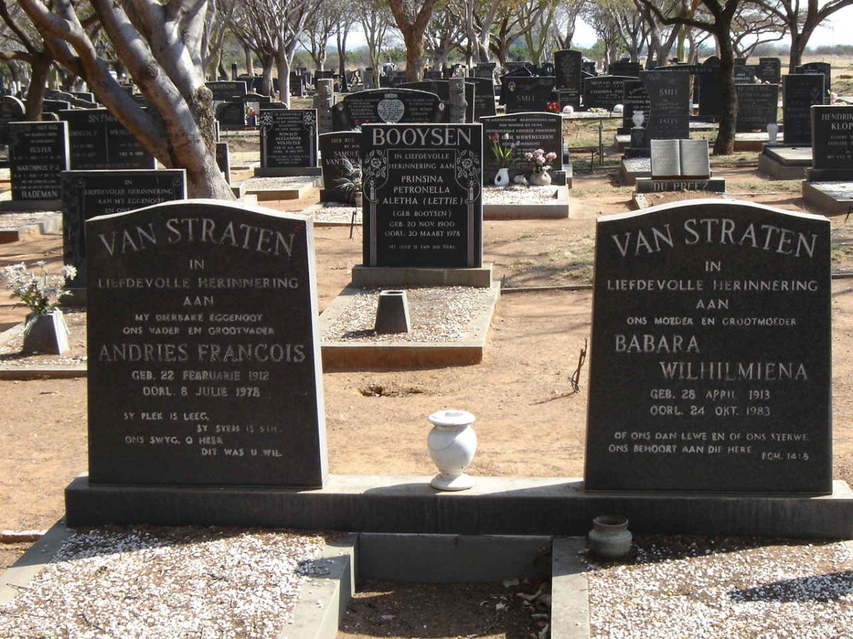 STRATEN Andries Francois, van 1912-1978 & Babara Wilhelmiena 1913-1983