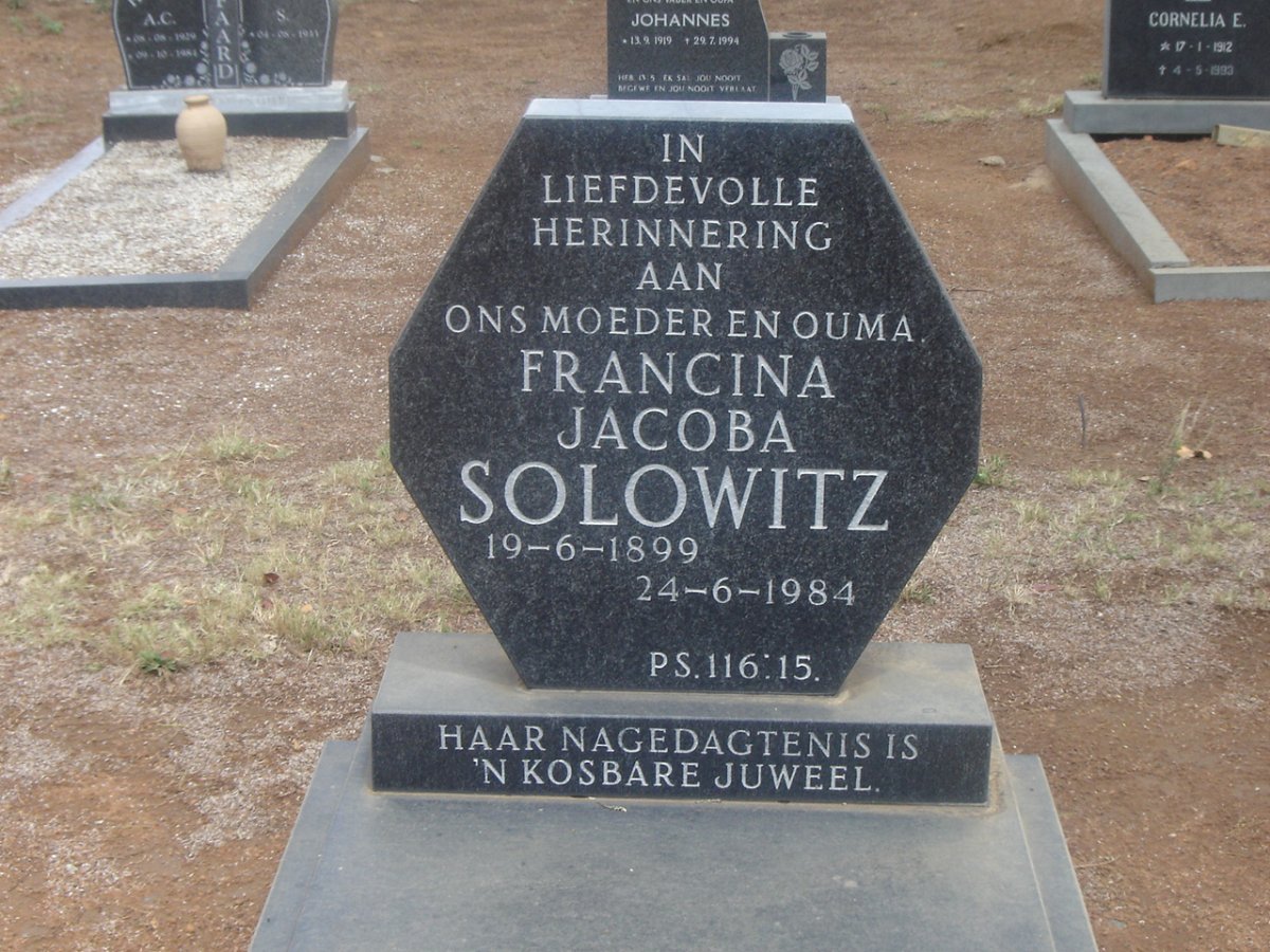 SOLOWITZ Francina Jacoba 1899-1984