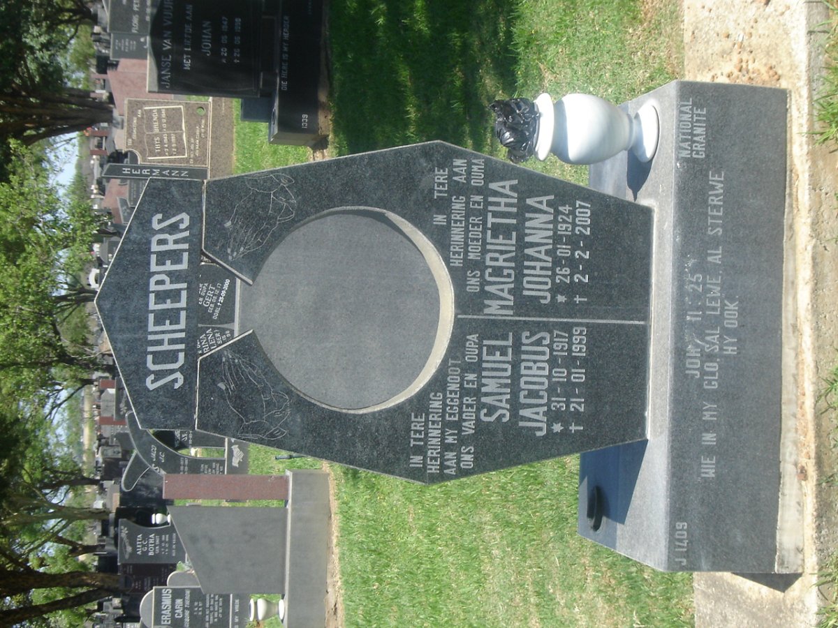 SCHEEPERS Samuel Jacobus 1917-1999 &amp; Magrietha Johanna 1924-2007