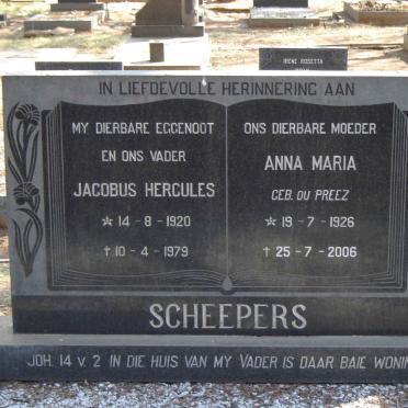 SCHEEPERS Jacobus Hercules 1920-1979 & Anna Maria DU PREEZ 1926-2006