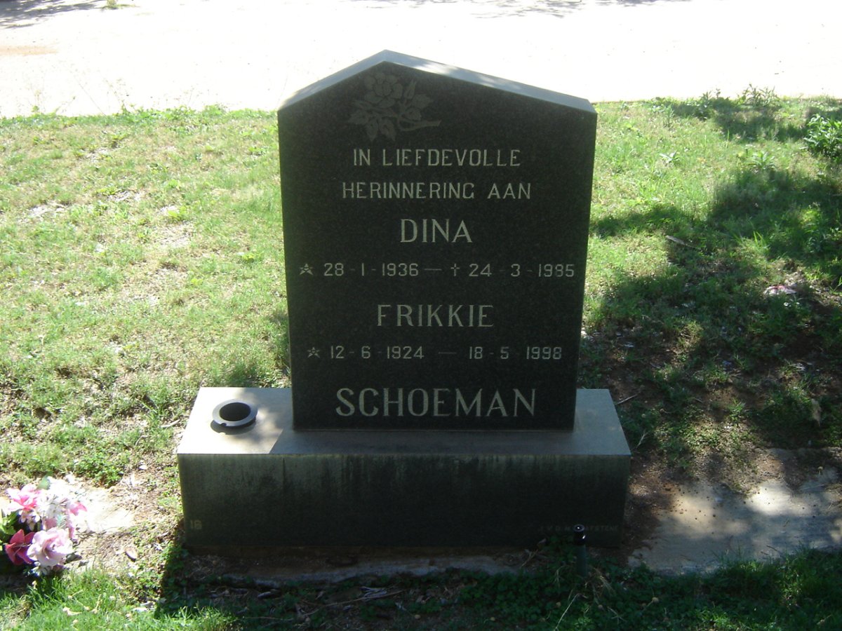 SCHOEMAN Frikkie 1924-1998 &amp; Dina 1936-1985