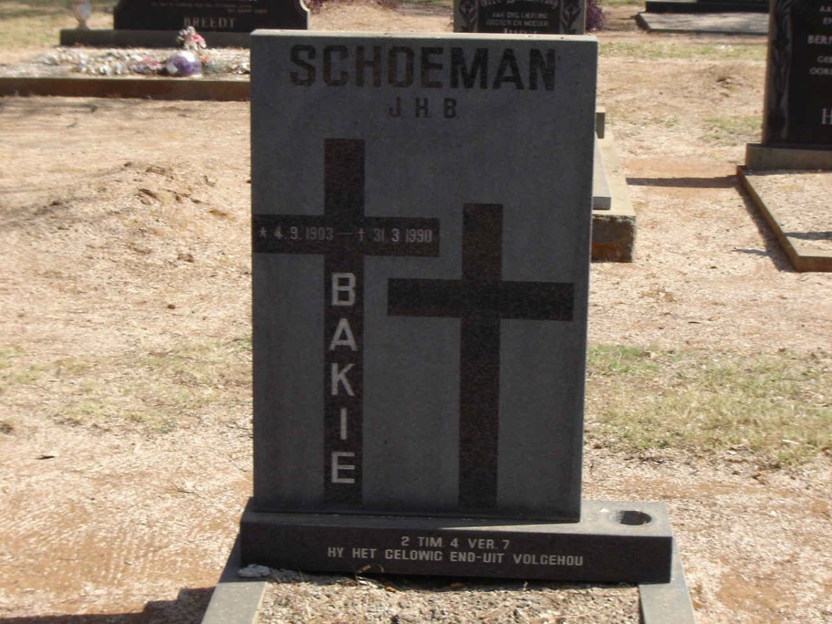 SCHOEMAN J.H.B. 1903-1990