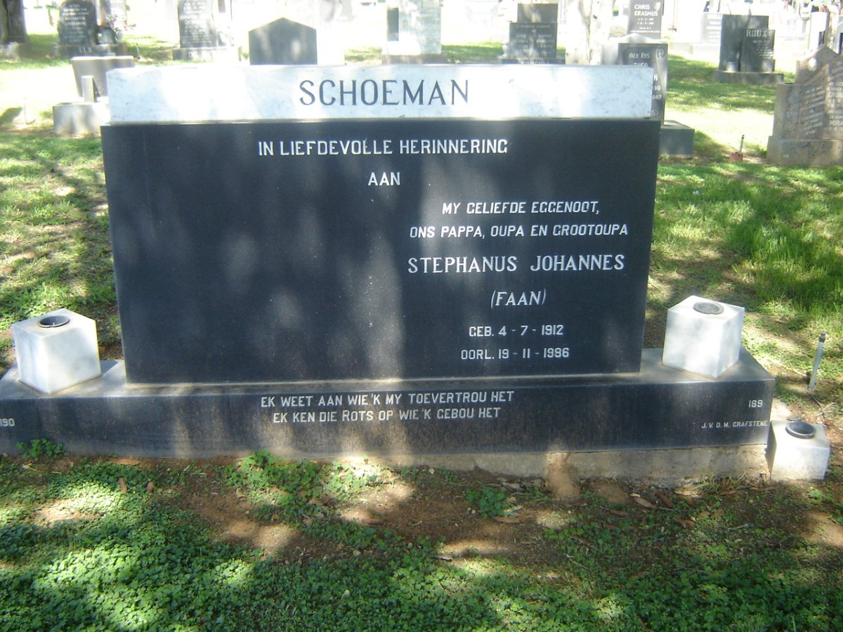 SCHOEMAN Stephanus Johannes 1912-1986