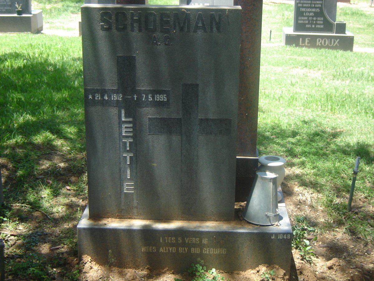 SCHOEMAN Lettie 1912-1995