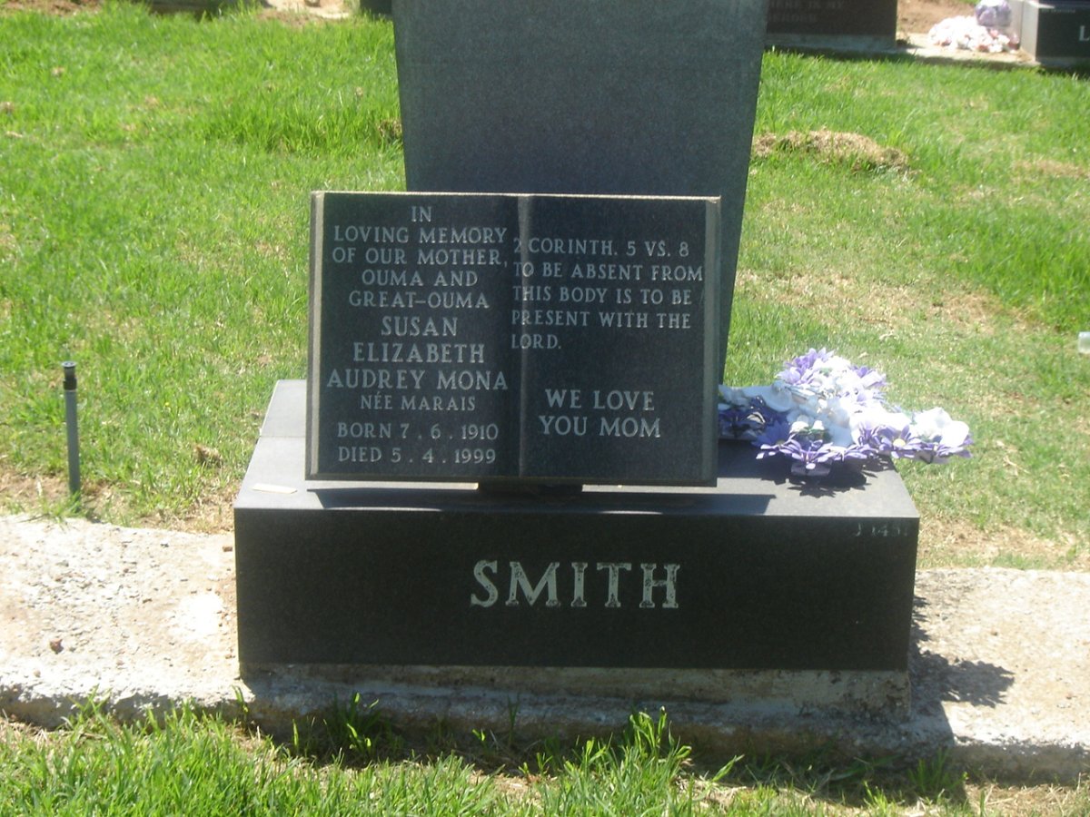 SMITH Susan Elizabeth Audrey Mona nee MARAIS 1910-1999