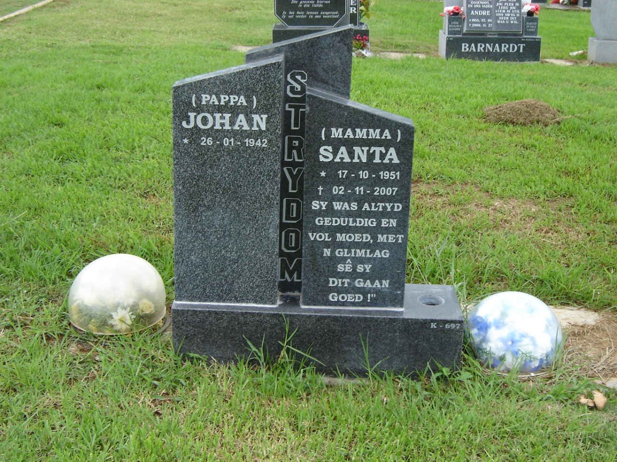 STRYDOM Johan 1942-  &amp; Santa 1951-2007