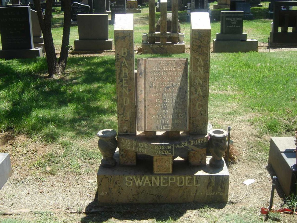 SWANEPOEL Barend J. 1918–1991 &amp; Anna C. 1923-