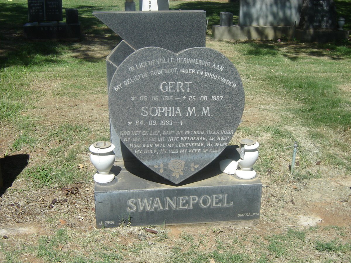 SWANEPOEL Gert 1916-1987 &amp; Sophia M.M. 1933-