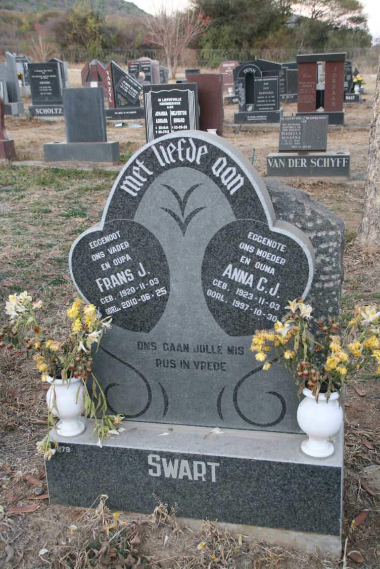 SWART Frans J. 1920-2010 & Anna C.J. 1923-1997