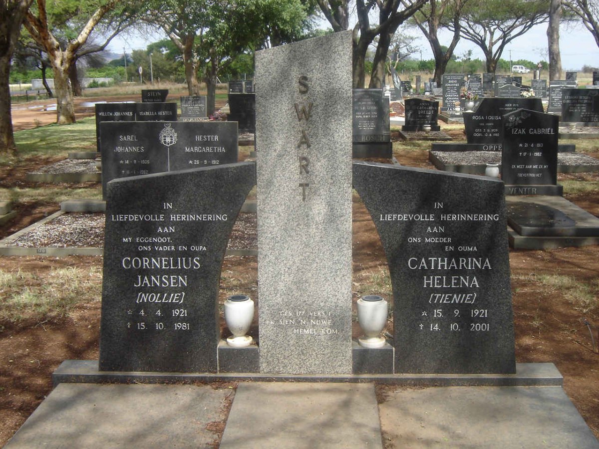 SWART Cornelius Jansen 1921-1981 &amp; Catharina Helena 1921-2001