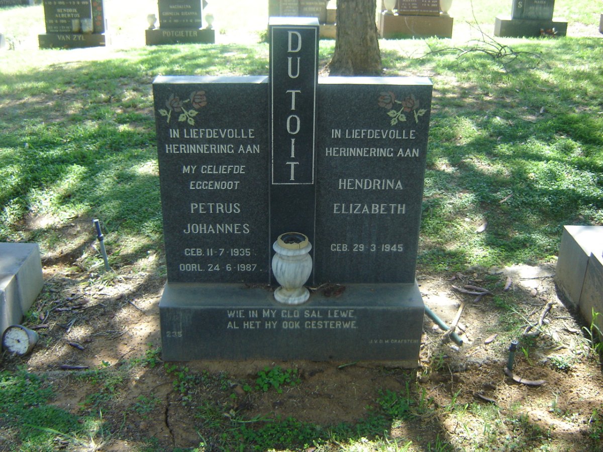 TOIT Petrus Johannes, du 1935-1987 &amp; Hendrina Elizabeth 195-