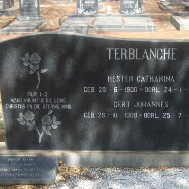 TERBLANCHE Gert Johannes 1908-2000 & Hester Catharina 1900-1981