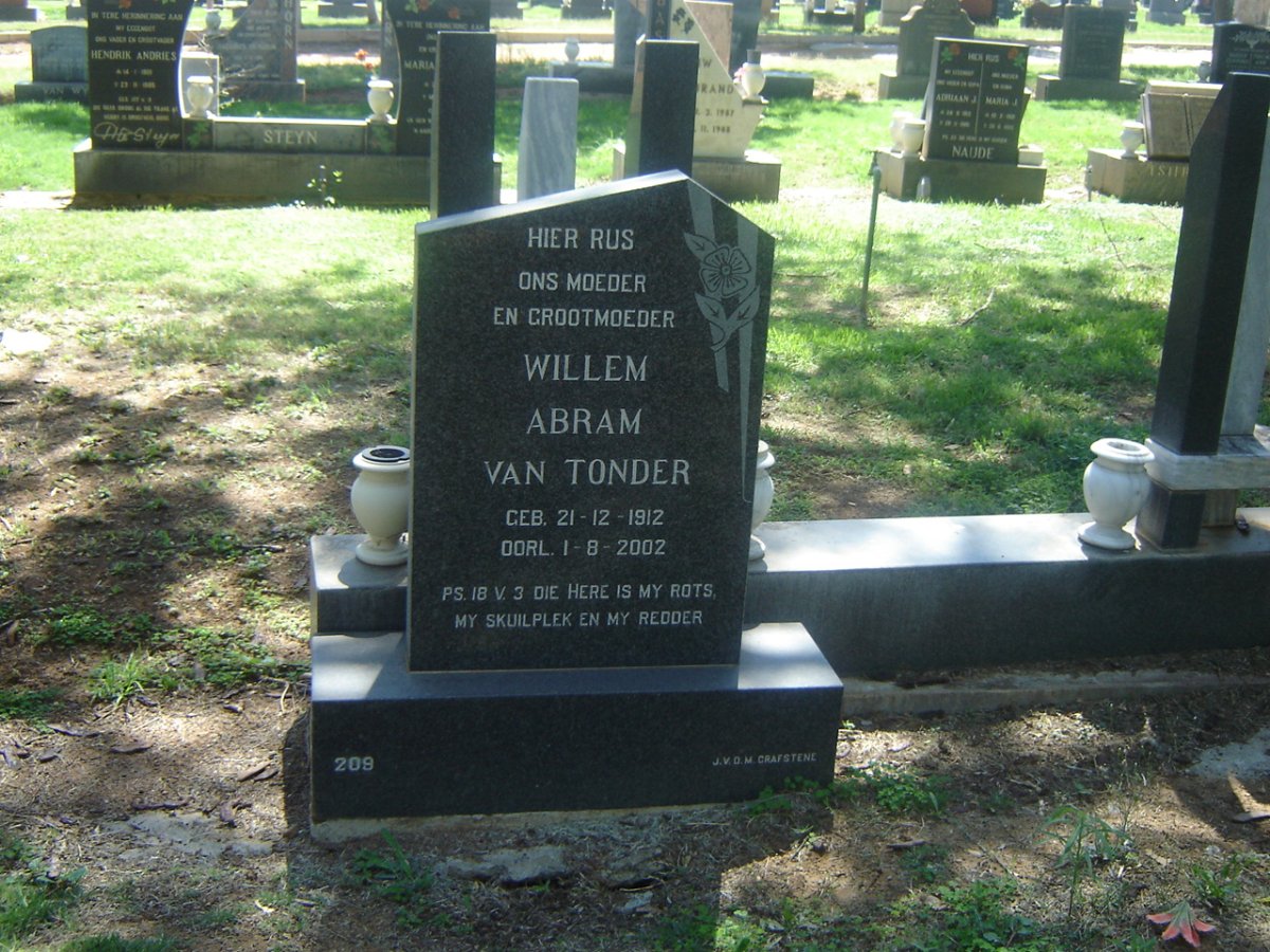 TONDER Willem Abram, van 1912-2002