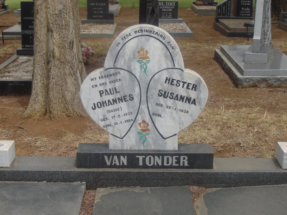 TONDER Paul Johannes, van 1932-1984 &amp; Hester Susanna 1935-
