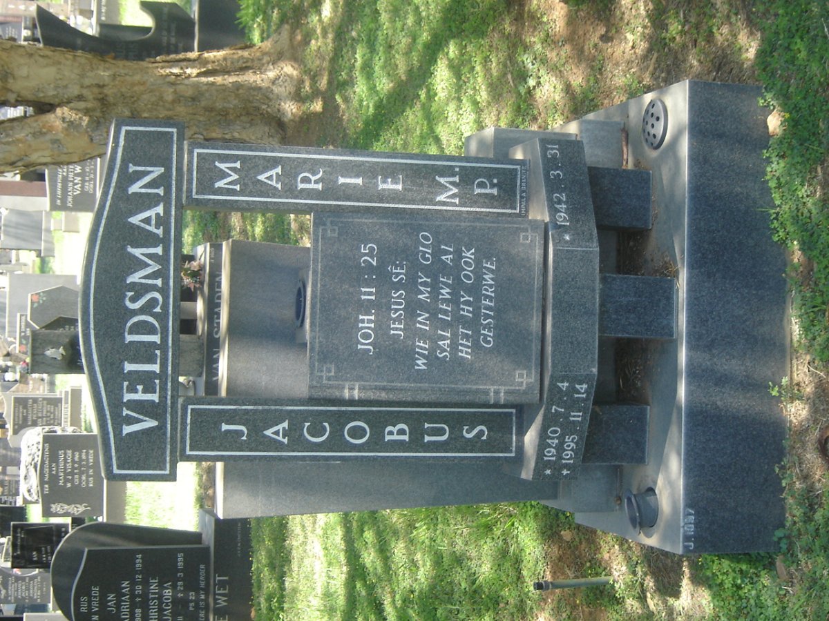 VELDSMAN Jacobus 1940-1995 &amp; Marie M.P. 1942-