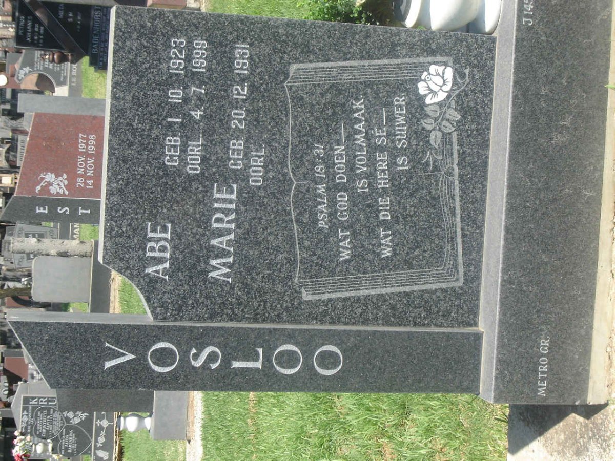 VOSLOO Abe 1923-1999 &amp; Marie 1931-