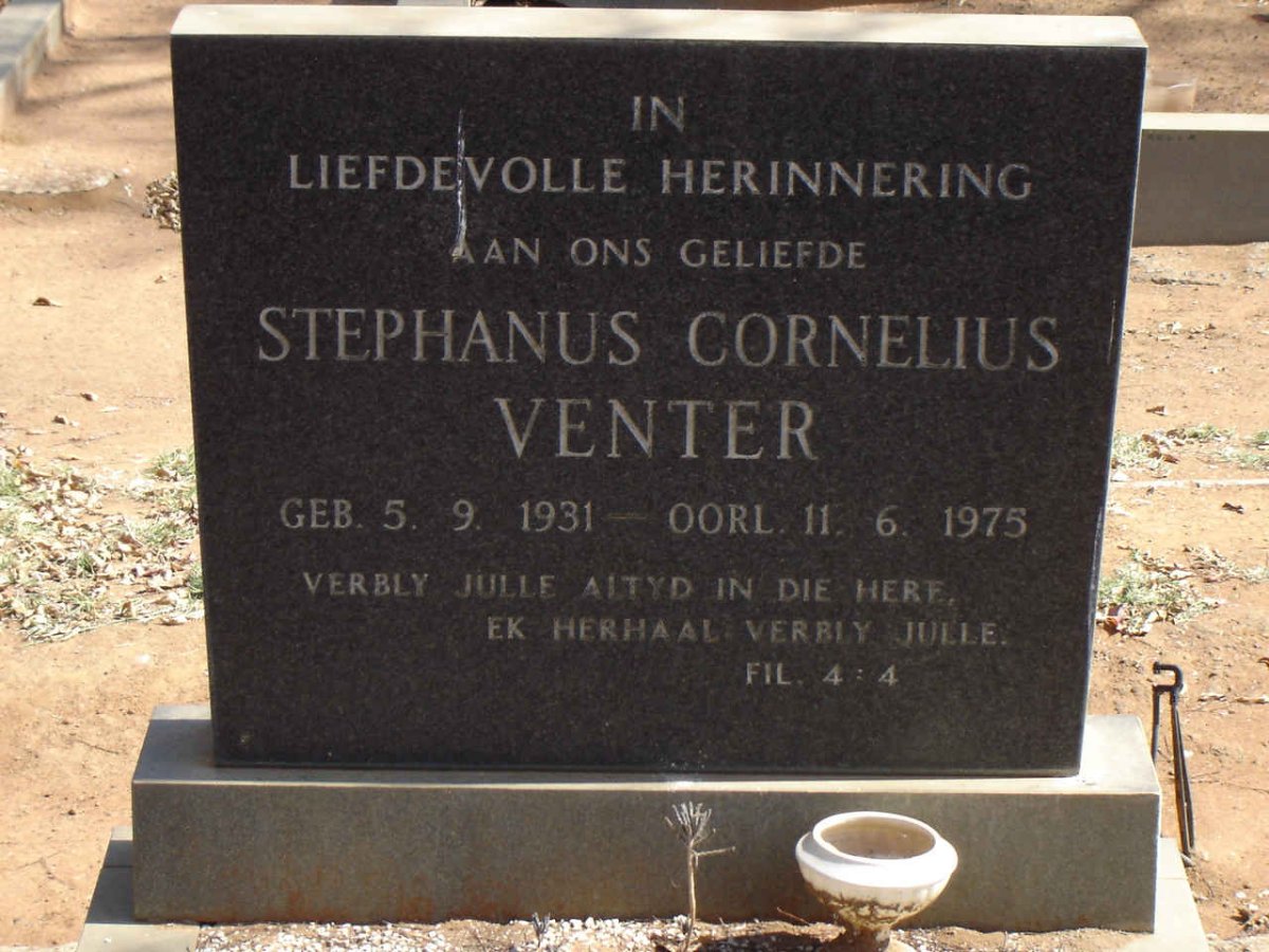 VENTER Stephanus Cornelius 1931-1975