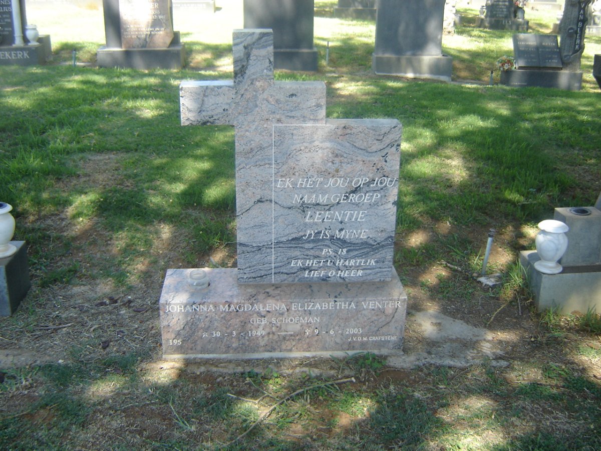 VENTER Johanna Magdalena Elizabetha nee SCHOEMAN 1949-2003