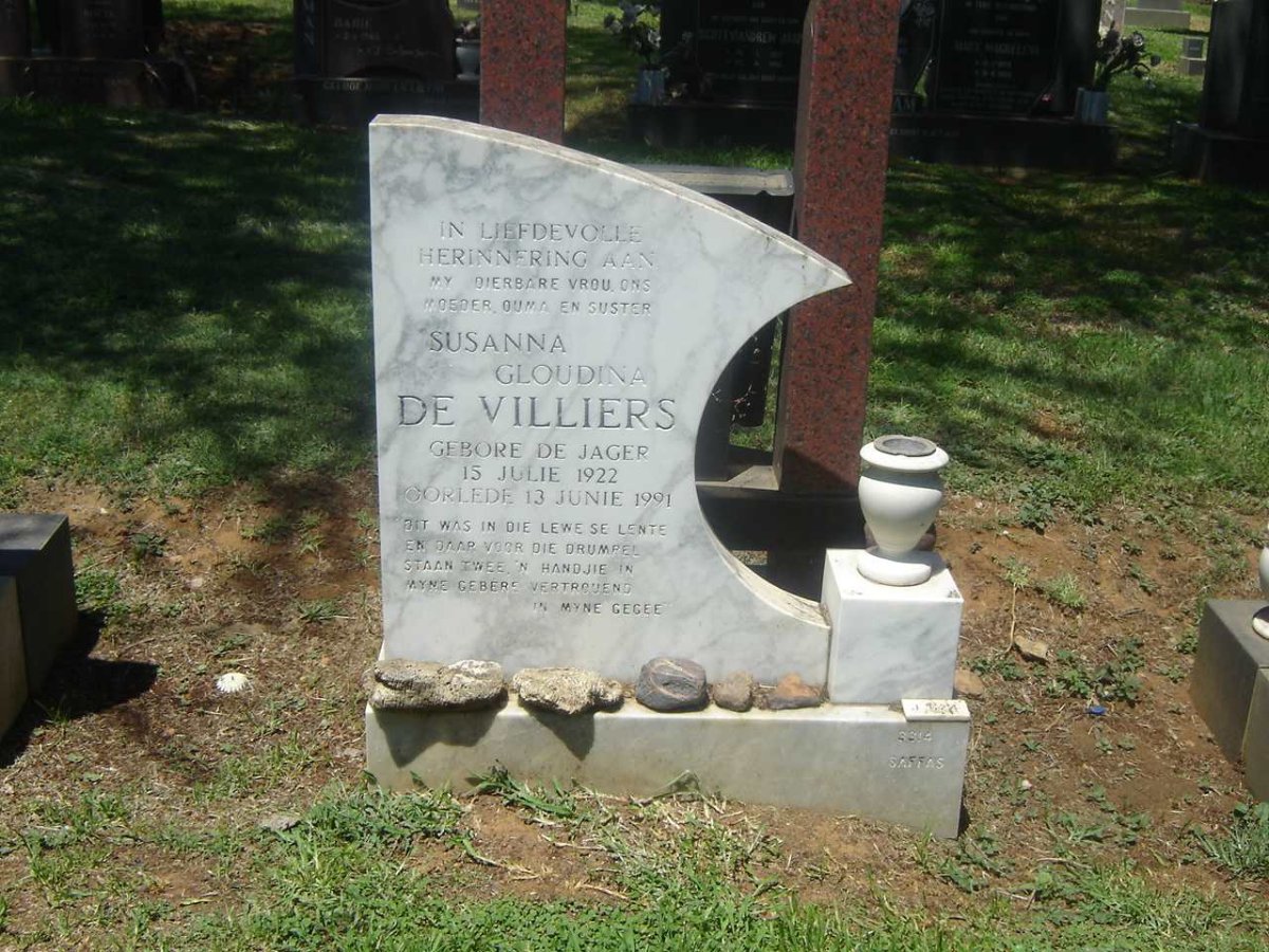 VILLIERS Susanna Gloudina, de nee DE JAGER 1922-1991