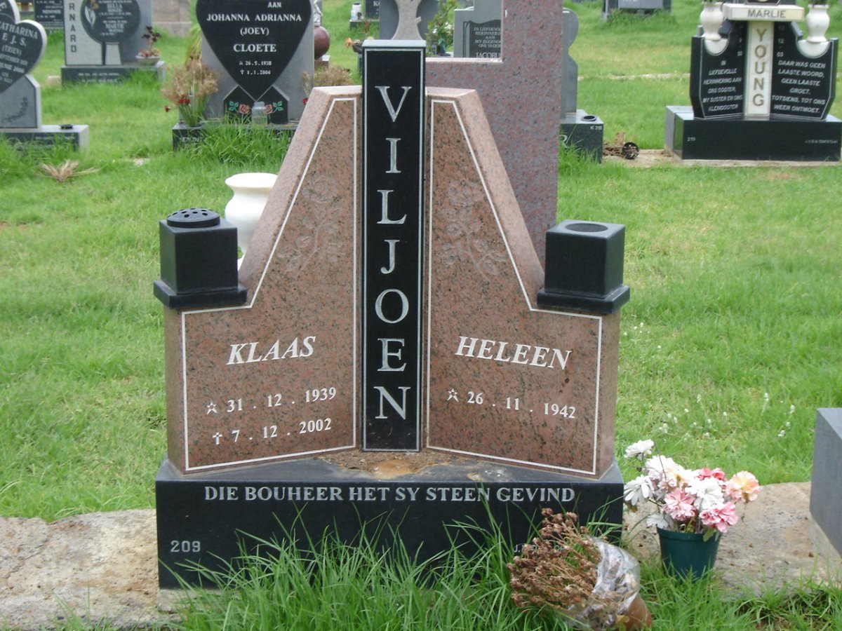 VILJOEN Klaas 1939-2002 &amp; Heleen 1942-