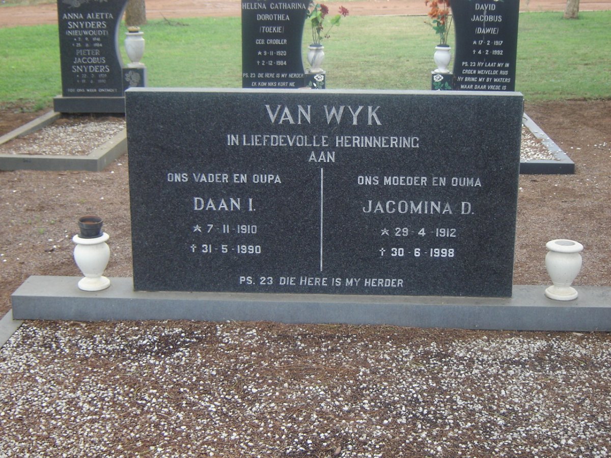 WYK Daan I., van 1910-1990 &amp; Jacomina D. 1912-1998