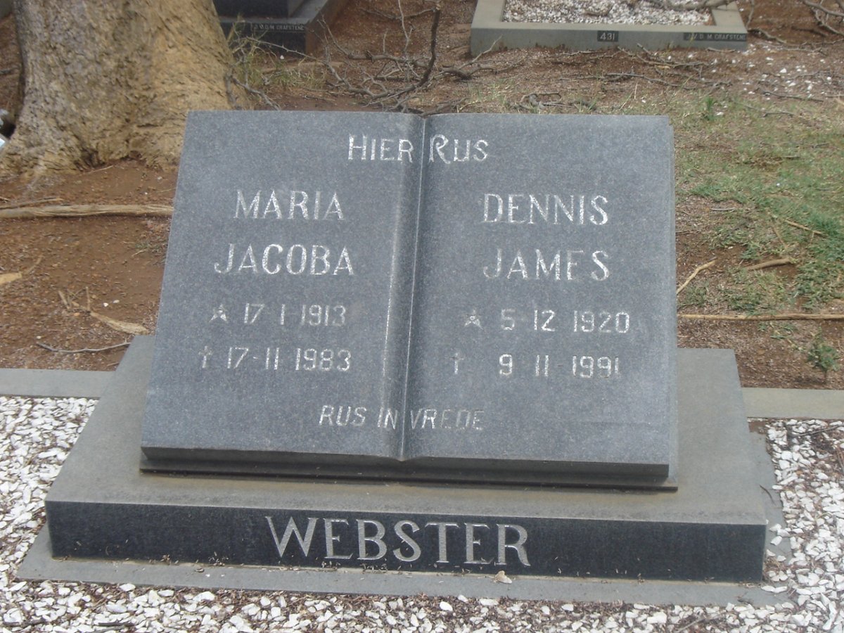 WEBSTER Dennis James 1920-1991 &amp; Maria Jacoba 1913-1983