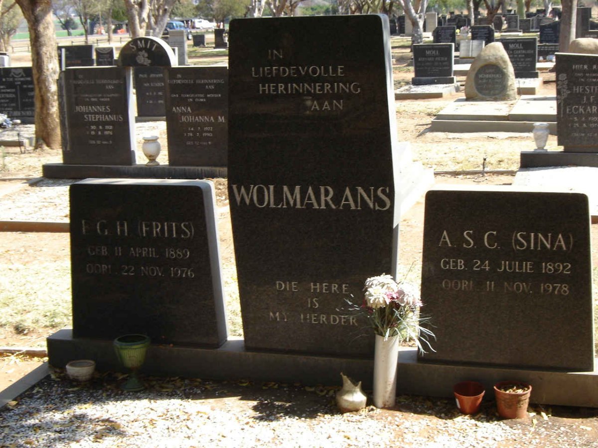 WOLMARANS E.G.H. 1889-1976 & A.S.C. 1892-1978