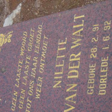 WALT Nilette, van der 1991-1992