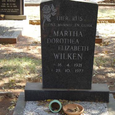 WILKEN Martha Dorothea Elizabeth 1921-1977