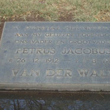 WALT Petrus Jacobus, van der 1912-1984