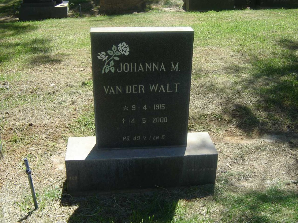 WALT Johanna M., van der 1915-2000