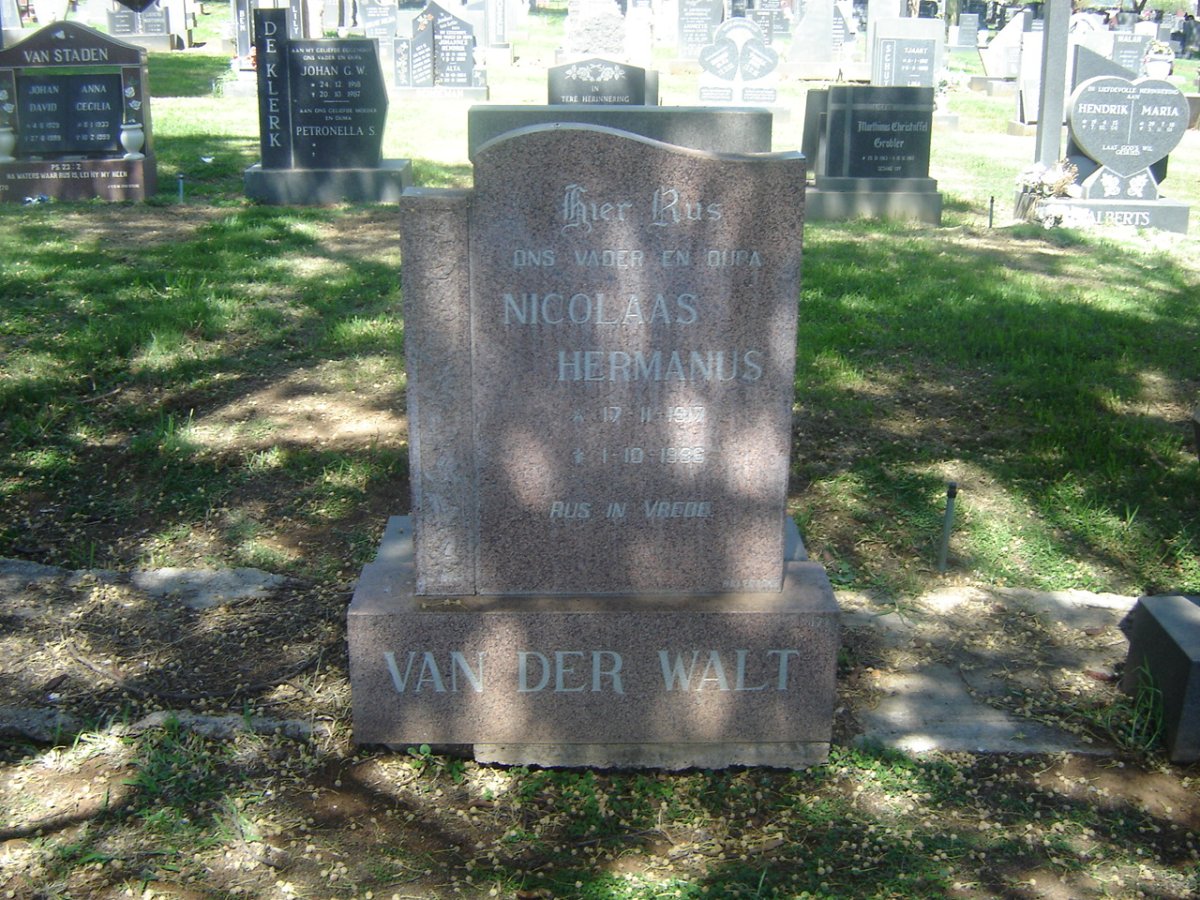 WALT Nicolaas Hermanus, van der 1917-1986