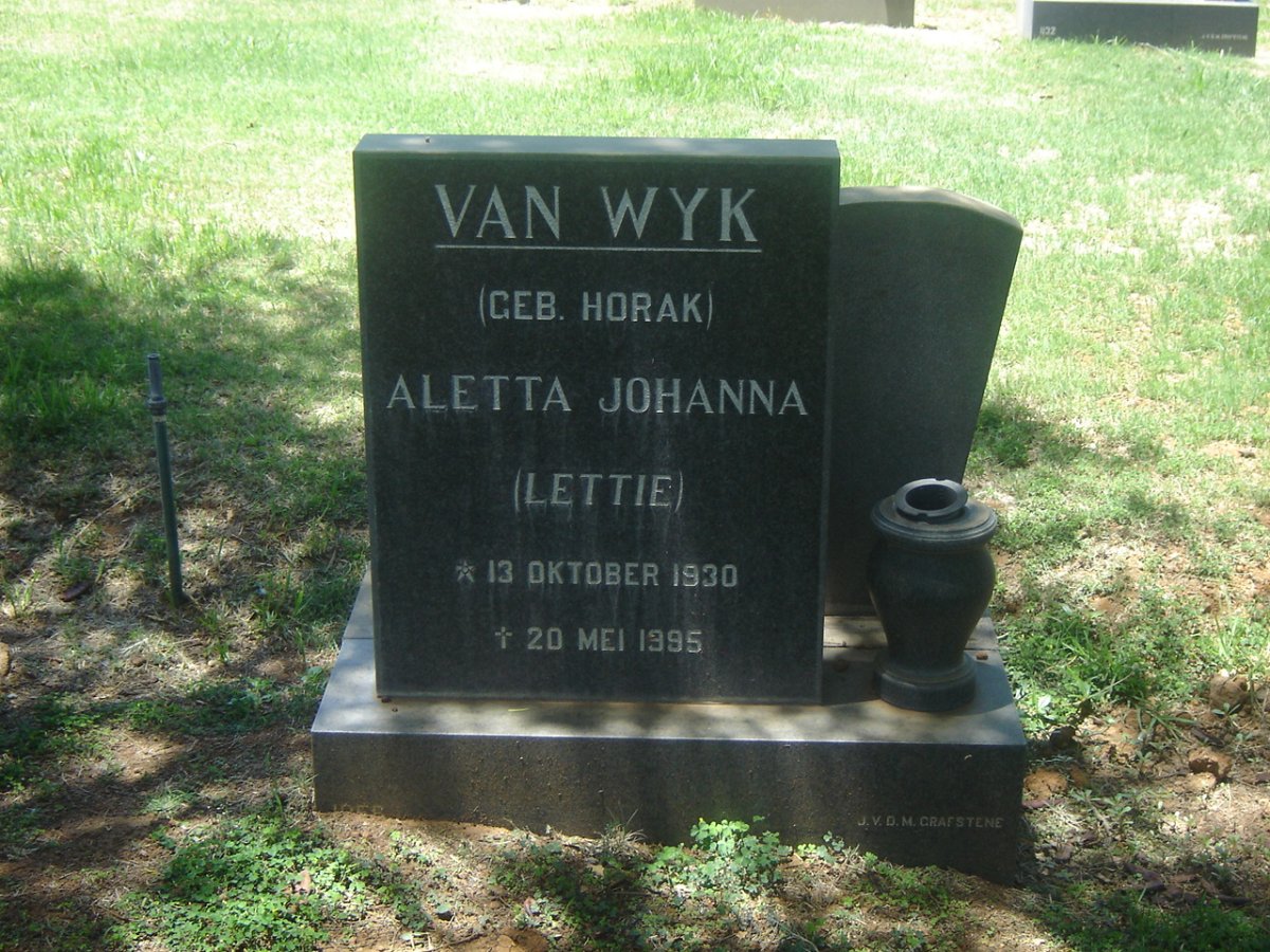 WYK Aletta Johanna, van nee HORAK 1930-1995
