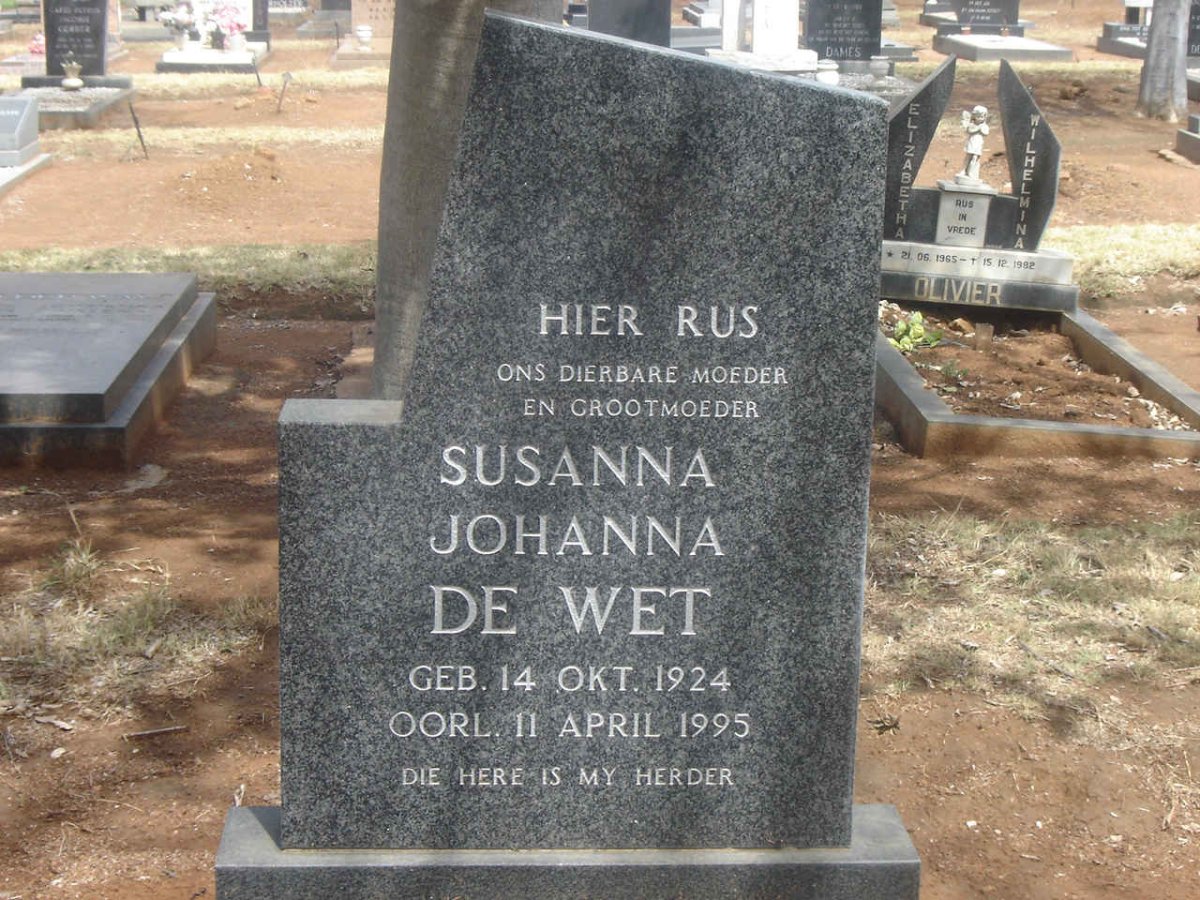 WET Susanna Johanna, de 1924-1995
