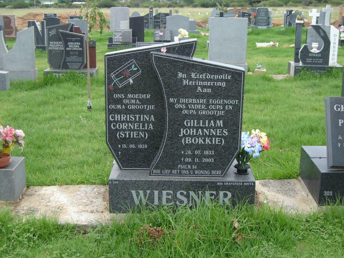 WIESNER Gilliam Johannes 1933-2003 &amp; Christina Cornelia 1938-