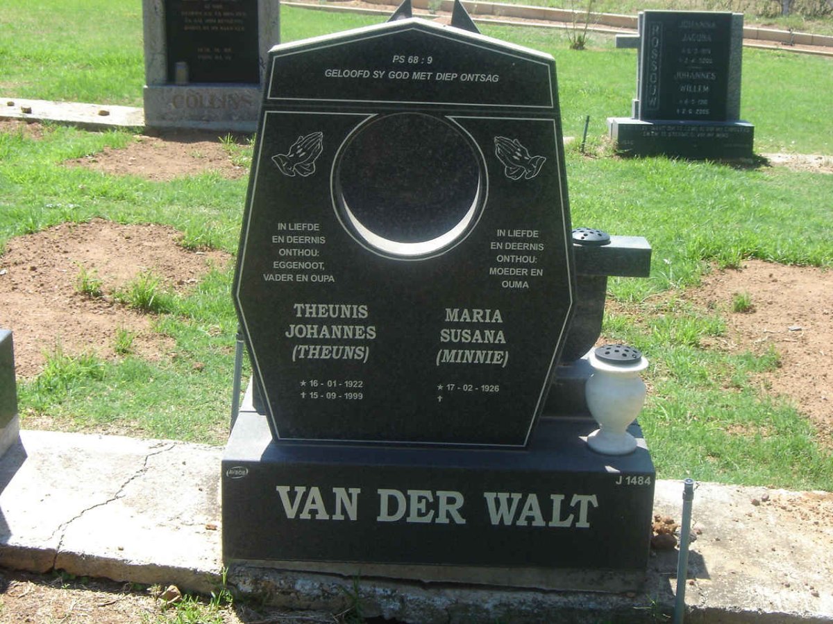 WALT Theunis Johannes, van der 1922-1999 &amp; Maria Susana 1926-