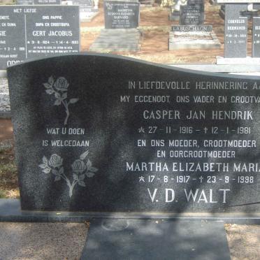 WALT Casper Jan Hendrik, van der 1916-1981 & Martha Elizabeth Maria 1917-1998