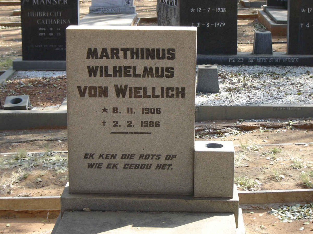 WIELLIGH Marthinus Wilhelmus, von 1906-1986