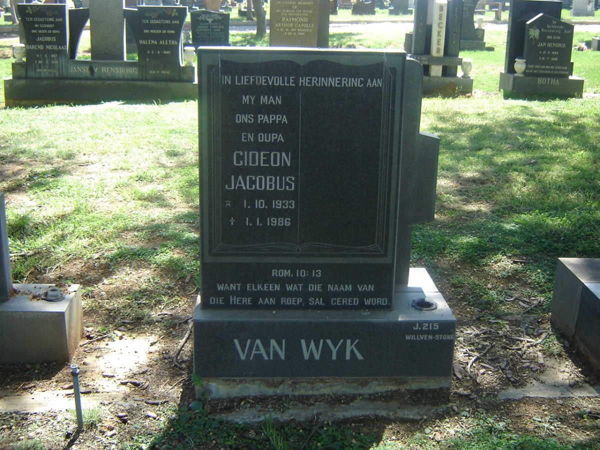 WYK Gideon Jacobus, van 1933-1986