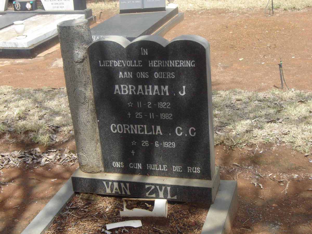ZYL Abraham J., van1922-1982 &amp; Cornelia C.C. 1929-