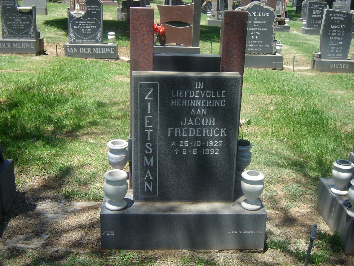 ZIETSMAN Jacob Frederick 1927-1992