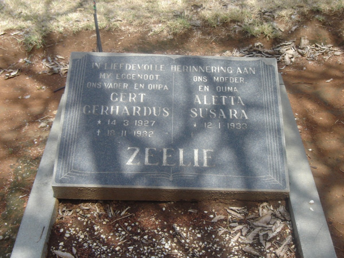 ZEELIE Gert Gerhardus 1927-1983 &amp; Aletta Susara 1933-