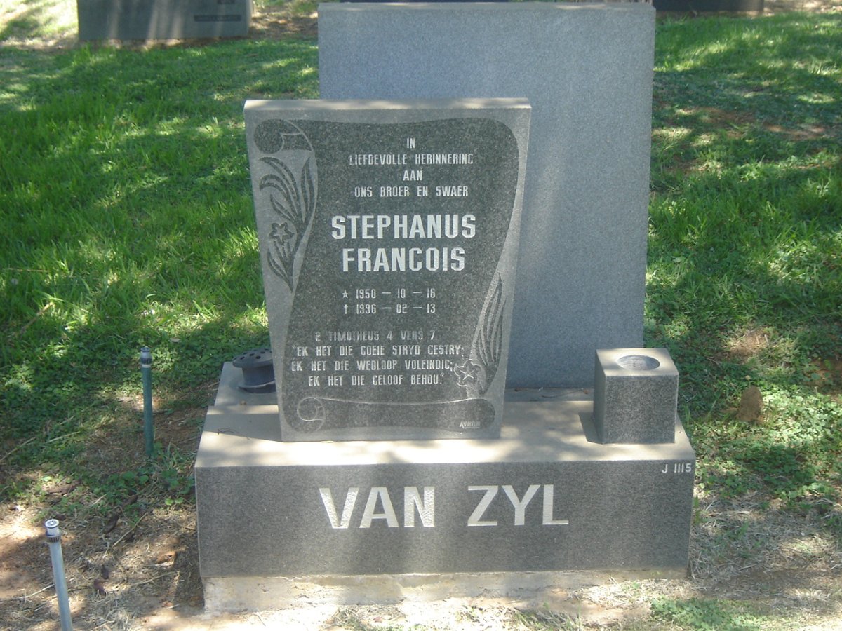 ZYL Stephanus Francois, van 1950-1996