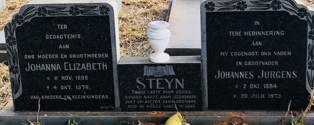 STEYN Johannes Jurgens 1884-1973 &amp; Johanna Elizabeth 1885-1976