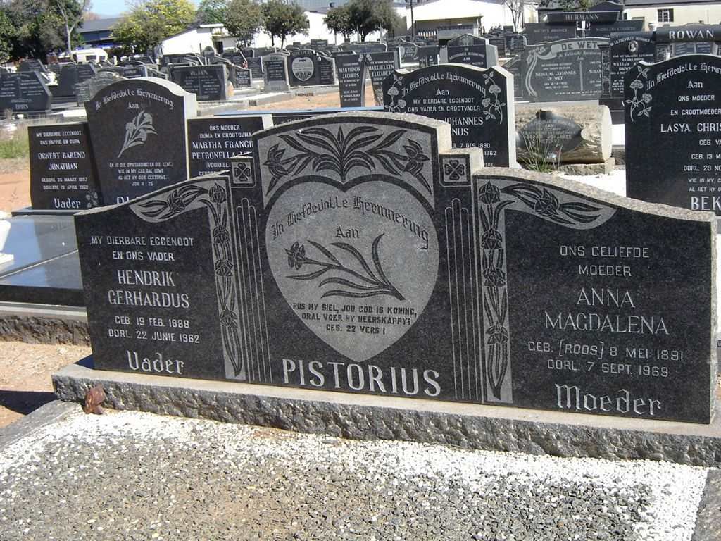 PISTORIUS Hendrik Gerhardus 1888-1962 &amp; Anna Magdalena ROOS 1891-1969