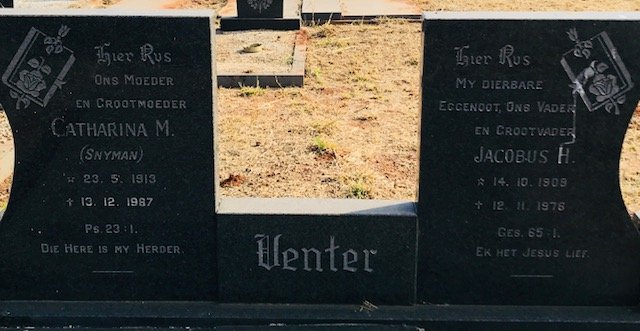 VENTER Jacobus H. 1909-1976 &amp; Catharina M. SNYMAN 1913-1987